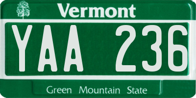 VT license plate YAA236