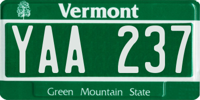 VT license plate YAA237