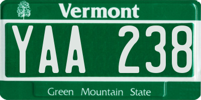 VT license plate YAA238