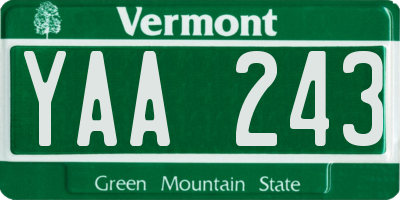 VT license plate YAA243