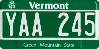 VT license plate YAA245