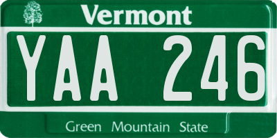 VT license plate YAA246