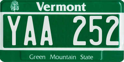 VT license plate YAA252