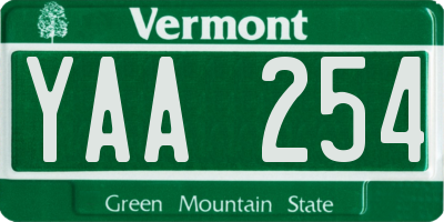 VT license plate YAA254