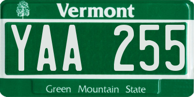 VT license plate YAA255