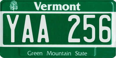 VT license plate YAA256