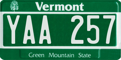 VT license plate YAA257