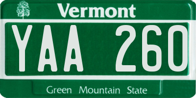 VT license plate YAA260