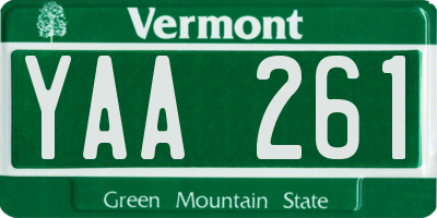 VT license plate YAA261