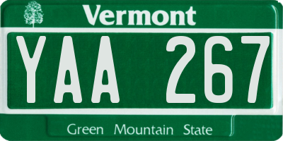 VT license plate YAA267