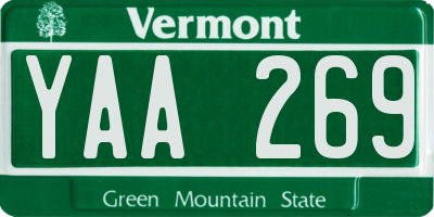 VT license plate YAA269