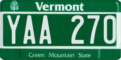 VT license plate YAA270