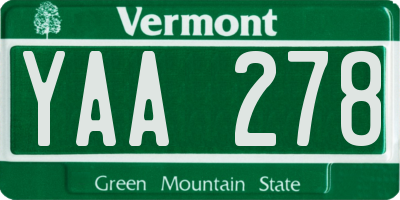 VT license plate YAA278