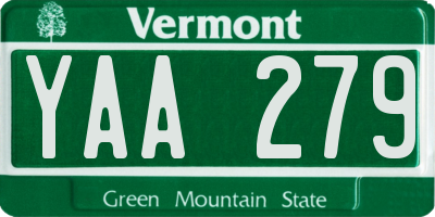 VT license plate YAA279