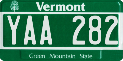 VT license plate YAA282
