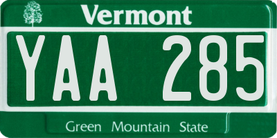 VT license plate YAA285
