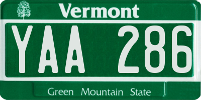 VT license plate YAA286