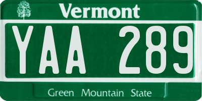 VT license plate YAA289
