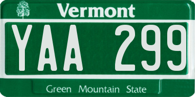 VT license plate YAA299