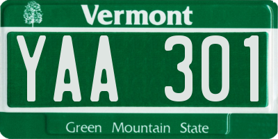 VT license plate YAA301