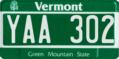 VT license plate YAA302