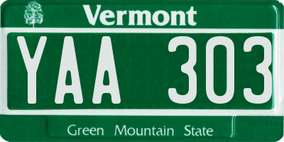 VT license plate YAA303
