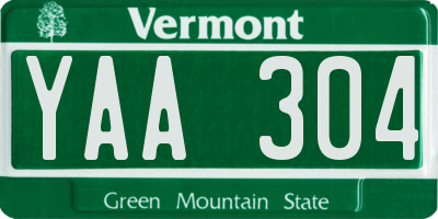 VT license plate YAA304