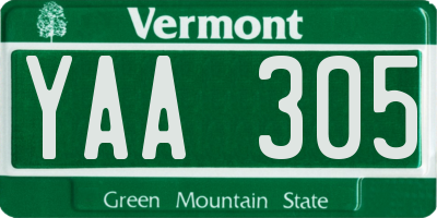 VT license plate YAA305