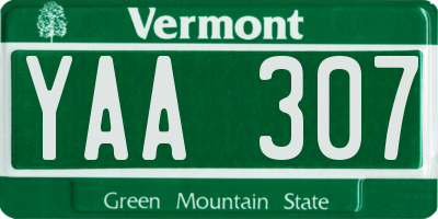 VT license plate YAA307
