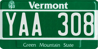 VT license plate YAA308