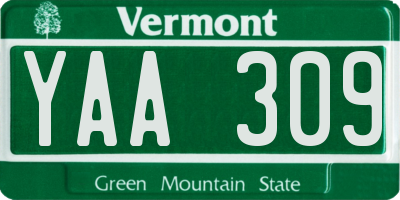 VT license plate YAA309