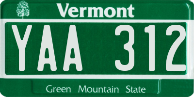 VT license plate YAA312