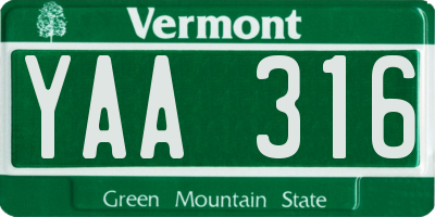 VT license plate YAA316