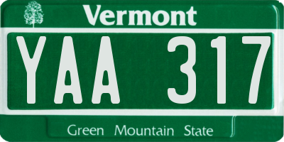 VT license plate YAA317