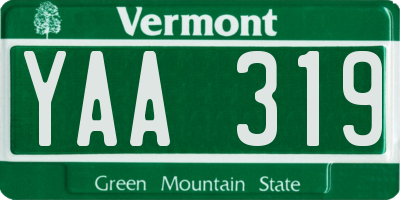 VT license plate YAA319