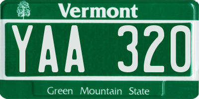 VT license plate YAA320