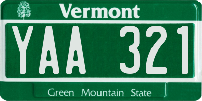 VT license plate YAA321