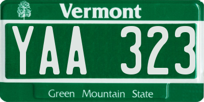 VT license plate YAA323