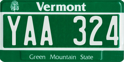 VT license plate YAA324