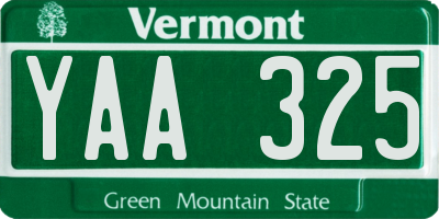 VT license plate YAA325