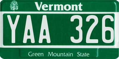 VT license plate YAA326
