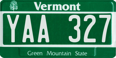 VT license plate YAA327