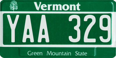 VT license plate YAA329