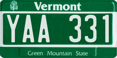VT license plate YAA331