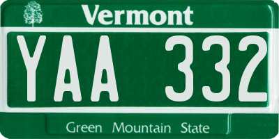 VT license plate YAA332