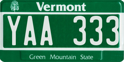 VT license plate YAA333
