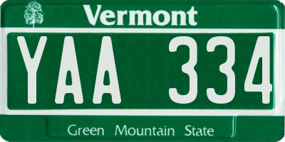 VT license plate YAA334