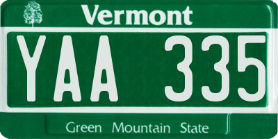 VT license plate YAA335