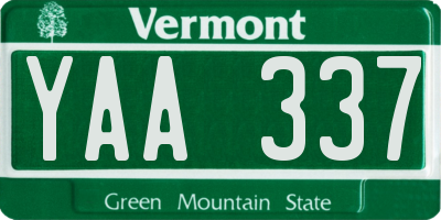 VT license plate YAA337