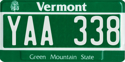 VT license plate YAA338